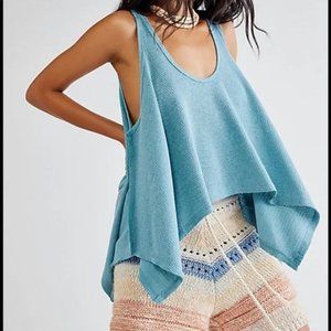 Free People Sing La La Scoop Neck Sleeveless Asymmetrical Hem Knit Tank
